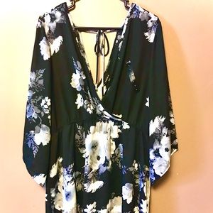 Torrid Black Blouse VNeck/VBack with tie on back.
